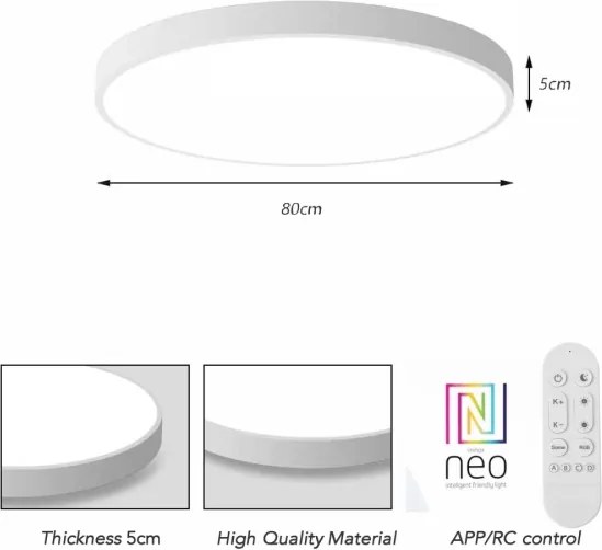Immax NEO 07315L-LED Stmievateľné stropné svietidlo SEMPLICI 96W/230V priemer 80 cm Wi-Fi Tuya biela + diaľkový ovládač