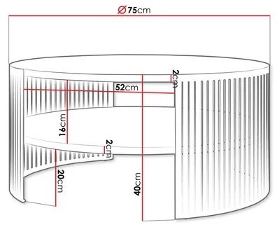 Konferenčný stolík FIKOLI 40x75 cm čierna/zlatý dub