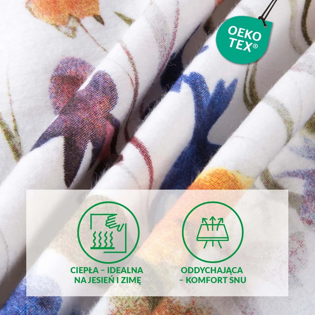 FLANELOVÉ OBLIEČKY FLANELOVE 180X200 CM, 2KS 70X80 CM KVETY