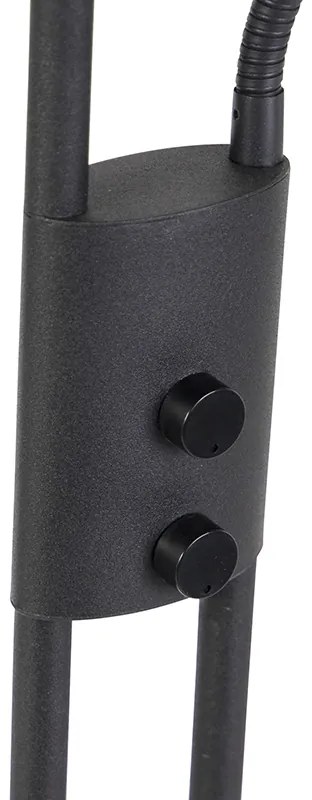 Moderná stojaca lampa čierna vrátane LED a stmievača s lampou na čítanie - Jazzy