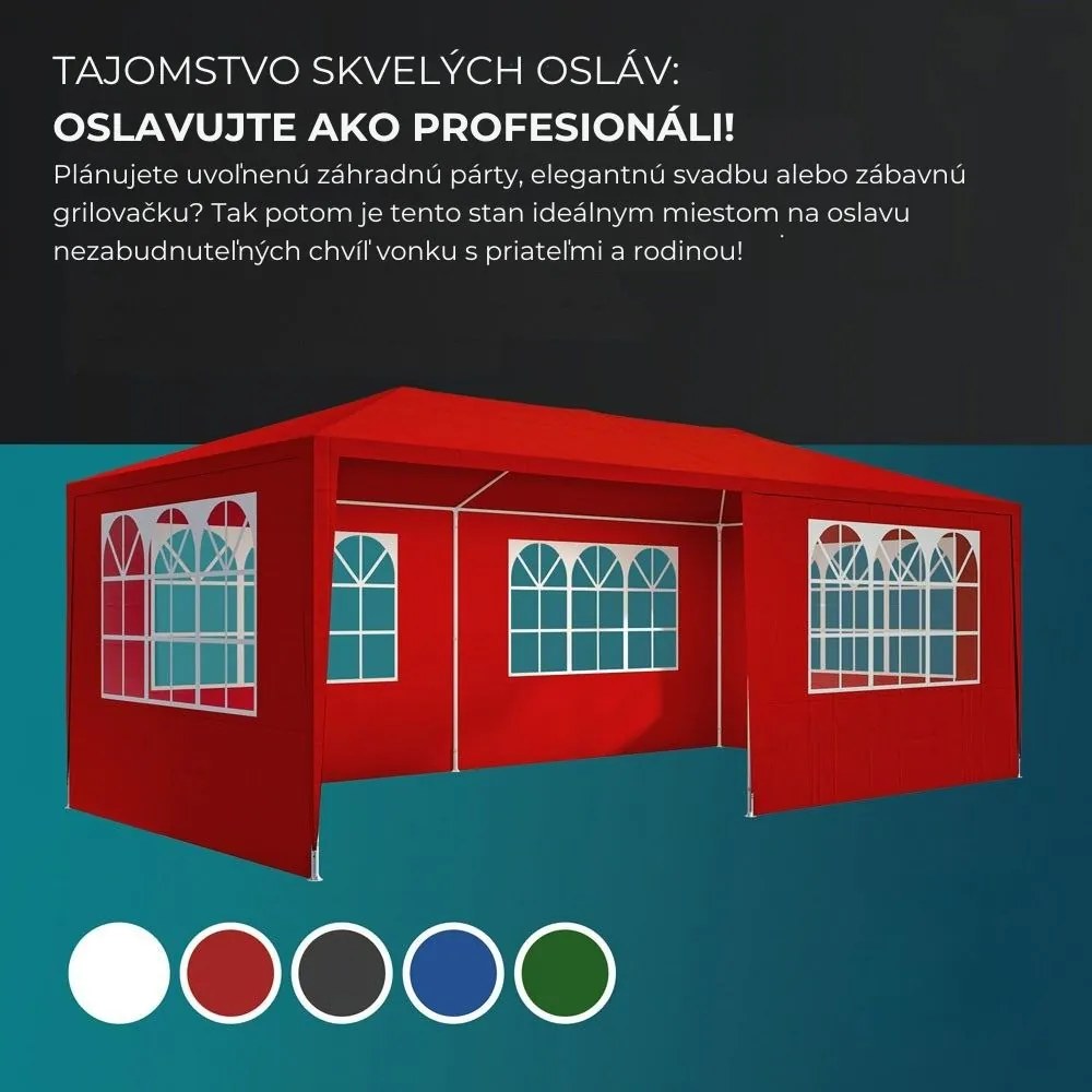Párty stan NEAPOL, 3x6m, červená Jurhan