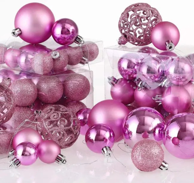 Vianočné gule KL-21X03 ružové (100 ks)