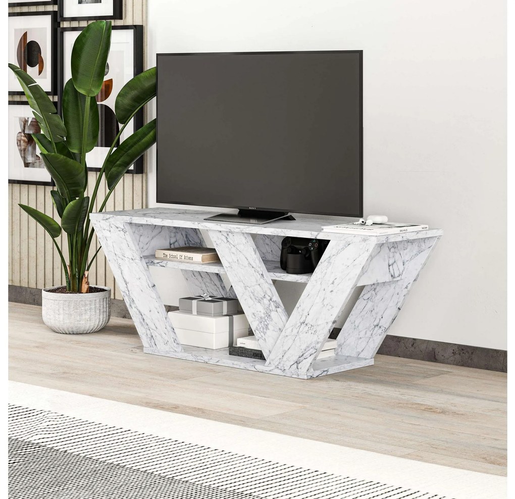 TV stolík Parvati (mramor carrara). Akcia -20%. Vlastná spoľahlivá doprava až k Vám domov. 1102466