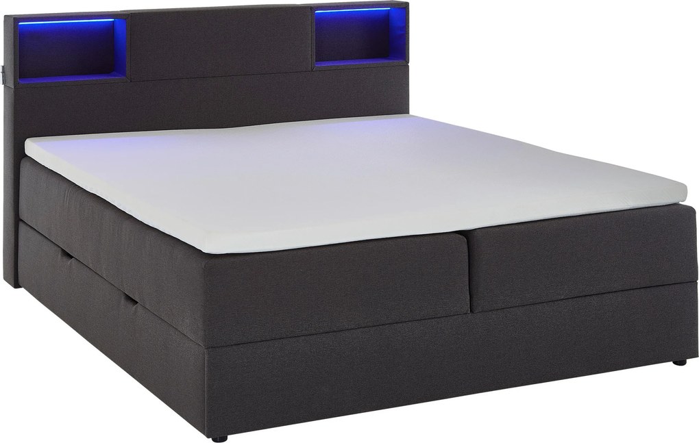 XXXLutz BOXSPRINGOVÁ POSTEĽ, 160/200 cm, antracitová Xora - Online Only spálne - 000101026407