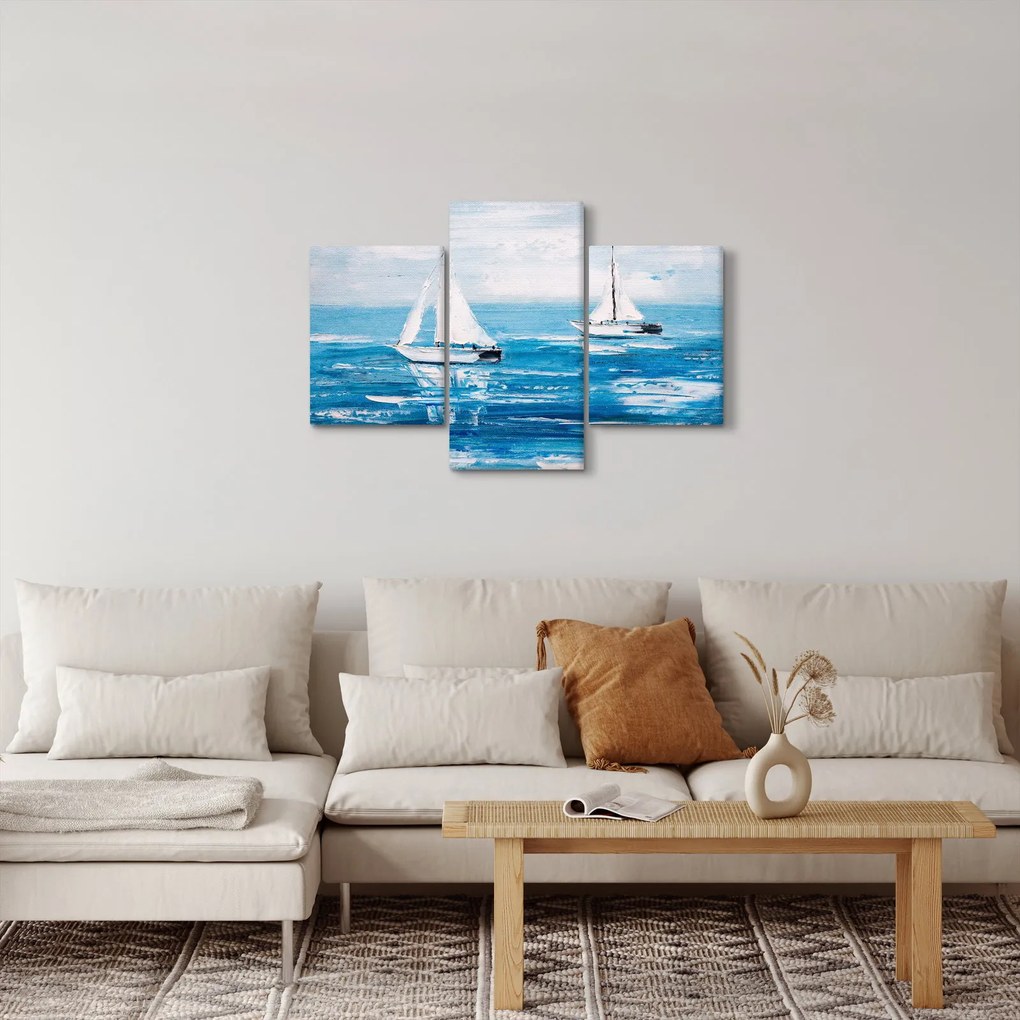 Obraz - Maľba jachty na mori (90x60 cm)