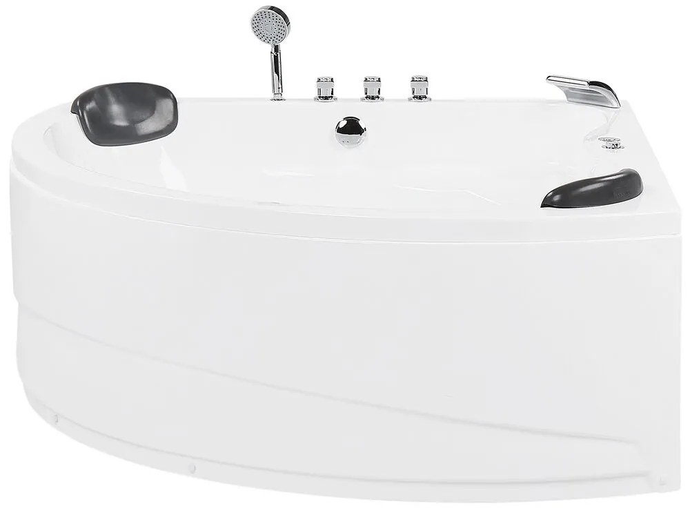 Vírivá rohová vaňa s LED osvetlením 197 x 140 cm biela BARACOA Beliani