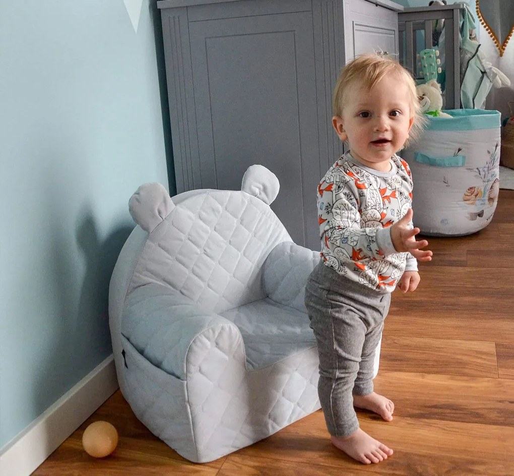 Pohodlné kresielko s uškami pre deti TYRKYSOVÁ