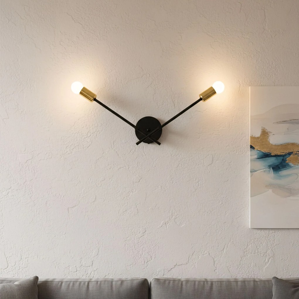 Toolight Toolight, nástenné svietidlo 2xE27 APP1119-2W, čierna-zlatá, OSW-01642