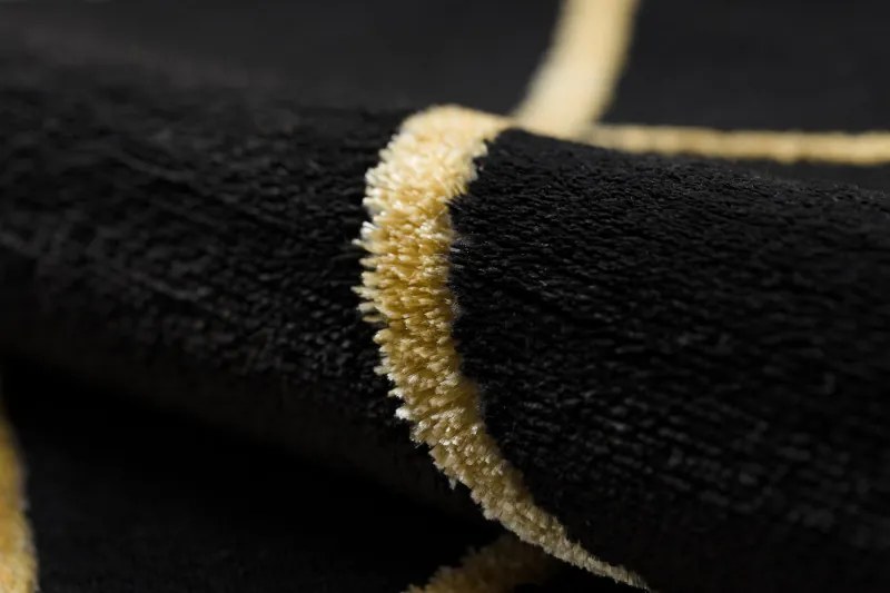 Dywany Łuszczów, Kusový koberec Emerald geometric 1012 black and gold kruh, 200x200 (priemer) kruh, čierna, chodba / predsieň