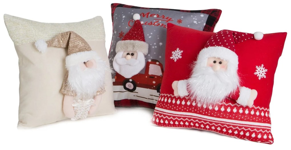 VIANOČNÁ DEKORAČNÁ OBLIEČKA NA VANKÚŠ SANTA 45X45 CM VZOROVANÁ