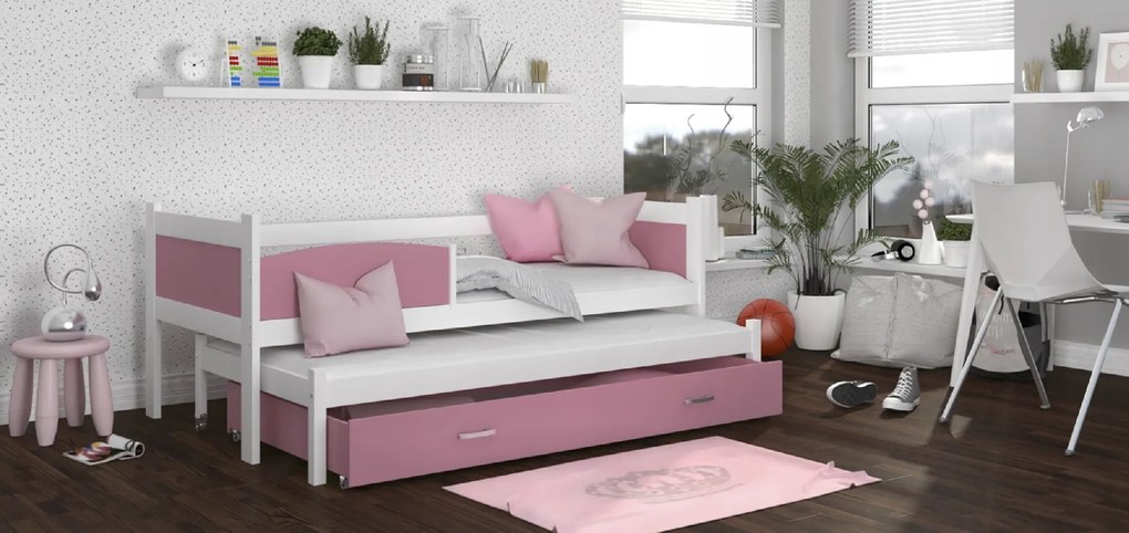 GL Swing biela color posteľ s prístelkou MDF Farba: Ružová