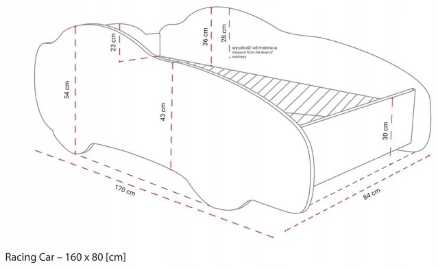 TOP BEDS Detská auto posteľ Racing Car Hero - Bumblecar 160cm x 80cm - 5cm