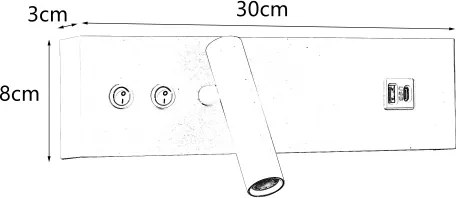 Brilagi-LED Nástenné bodové svietidlo s USB portom NOCTIS LED/3W/230V+LED/9W biela