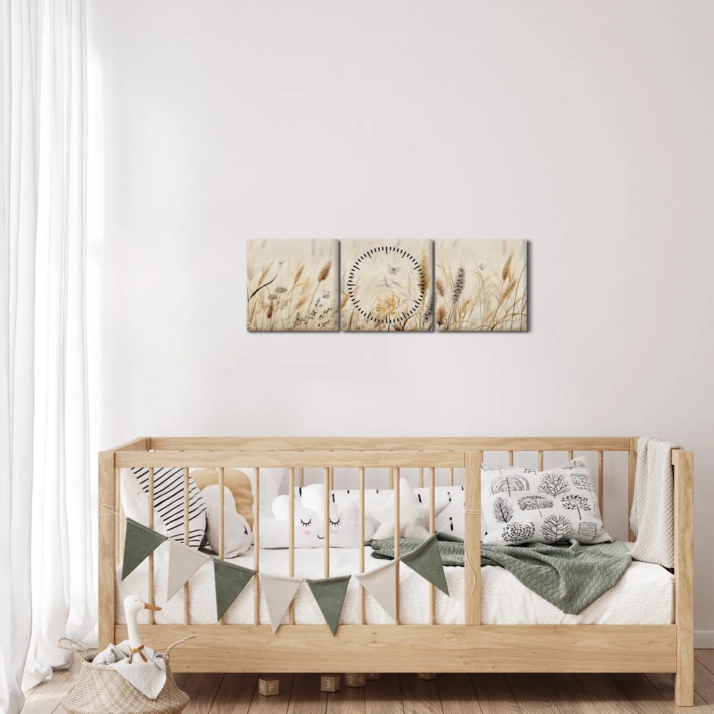 Obraz - Divoká lúka (s hodinami) (90x30 cm)