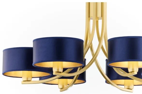 Jupiter 2095 - Závesný luster na retiazke ARTHUR 6xE27/15W/230V modrá/zlatá