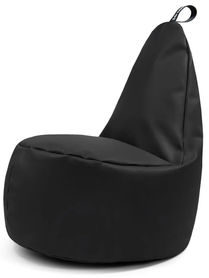 Čierny detský sedací vak z imitácie kože Lull M – So Soft?