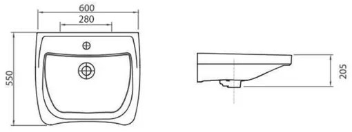 Sapho - Bezbariérové závesné umývadlo DISABLED 60x55 cm keramika/biela