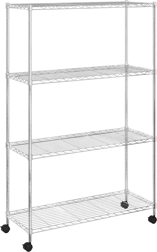 Multidom Regál so 4 policami na kolieskach 90x35x142 cm chrómový 200 kg
