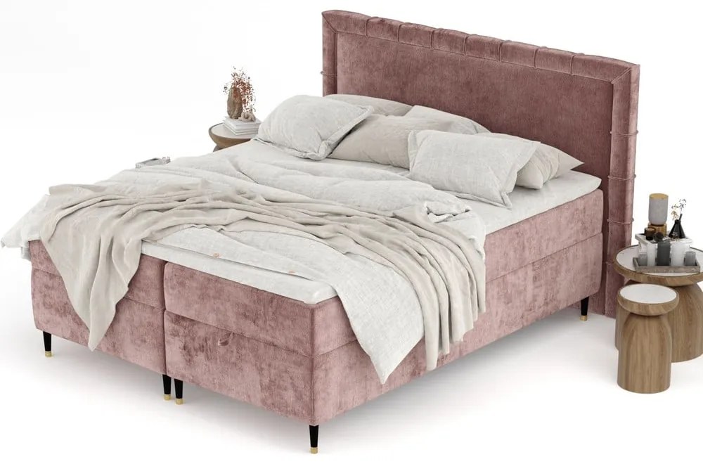 Ružová boxspring posteľ s úložným priestorom 180x200 cm Voyage – Maison de Rêve