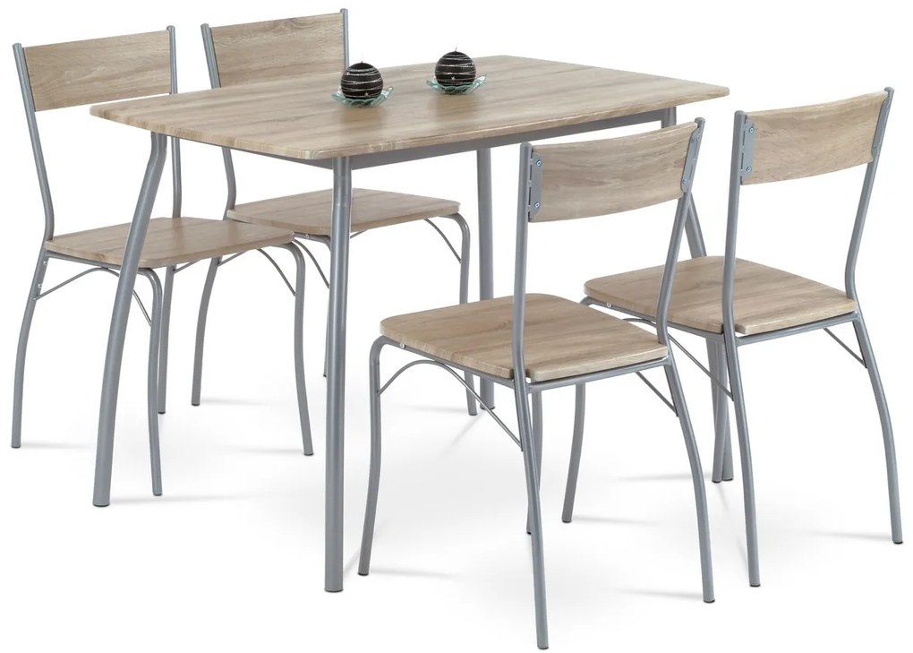Jedálenský set HANS so 4 stoličkami, 110 x 70 x 77cm, dub Sonoma