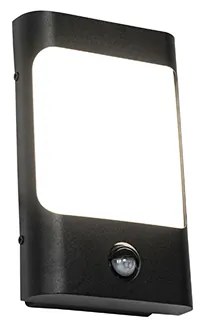 Nástenná lampa čierna vrátane LED IP44 s pohybovým senzorom - Khuvan