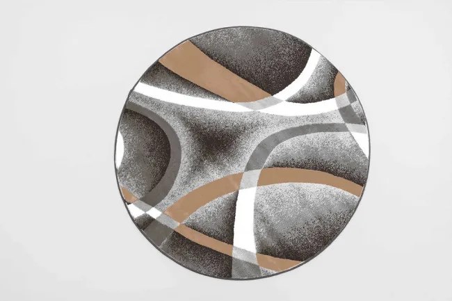 Protišmykový koberec NOVO sivý / hnedý kruh