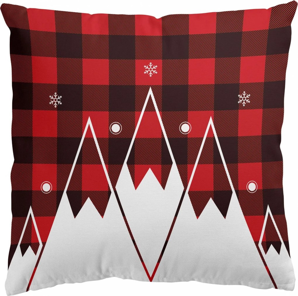 Obliečka na vankúš VELVET JOY Hory 45x45 cm - červená