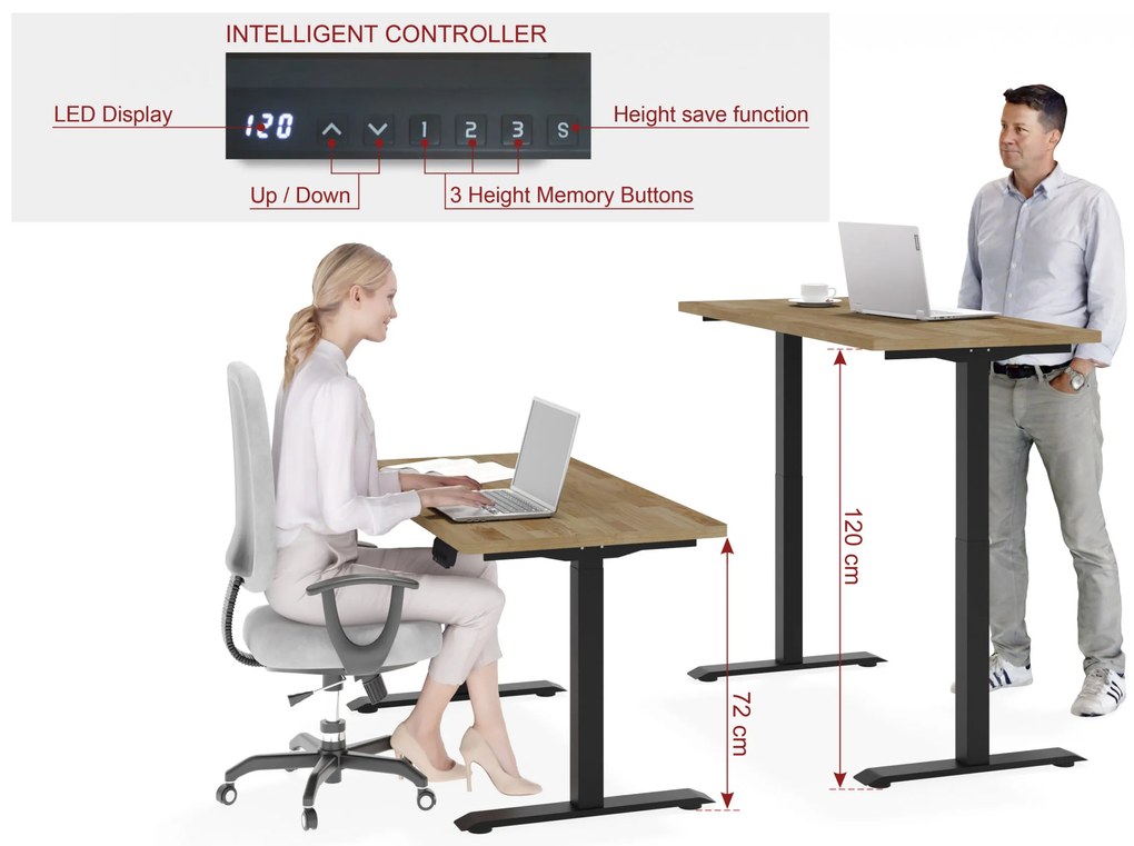 Elektrický PC stolík Natura 140 (dub + čierna). Akcia -20%. Vlastná spoľahlivá doprava až k Vám domov. 1124885