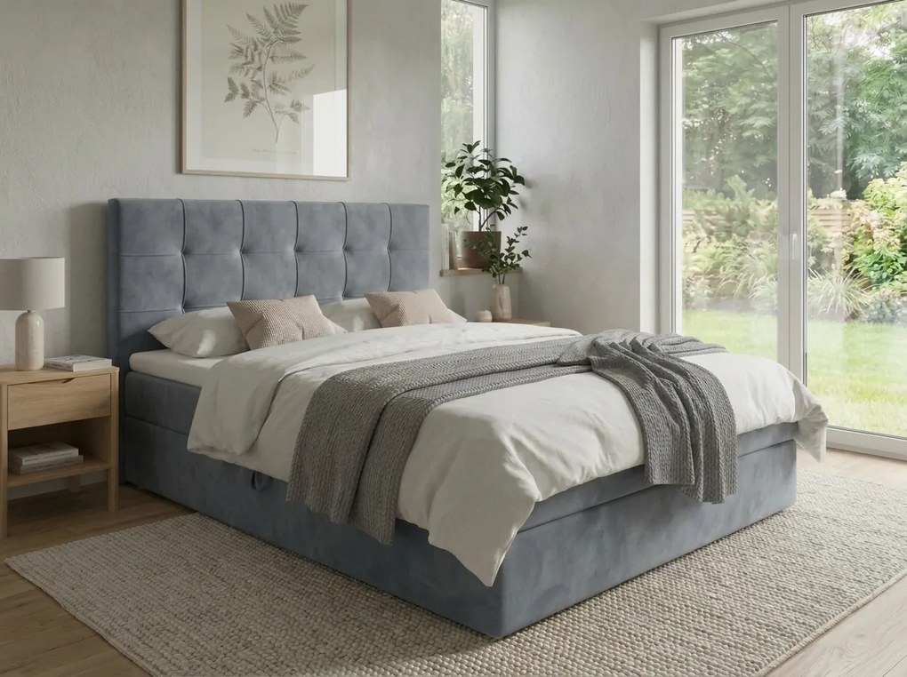 Čalúnená posteľ boxspring DIRELIS TRINITY 180x200 cm sivá Matrac: Matrac Bonell pružinový