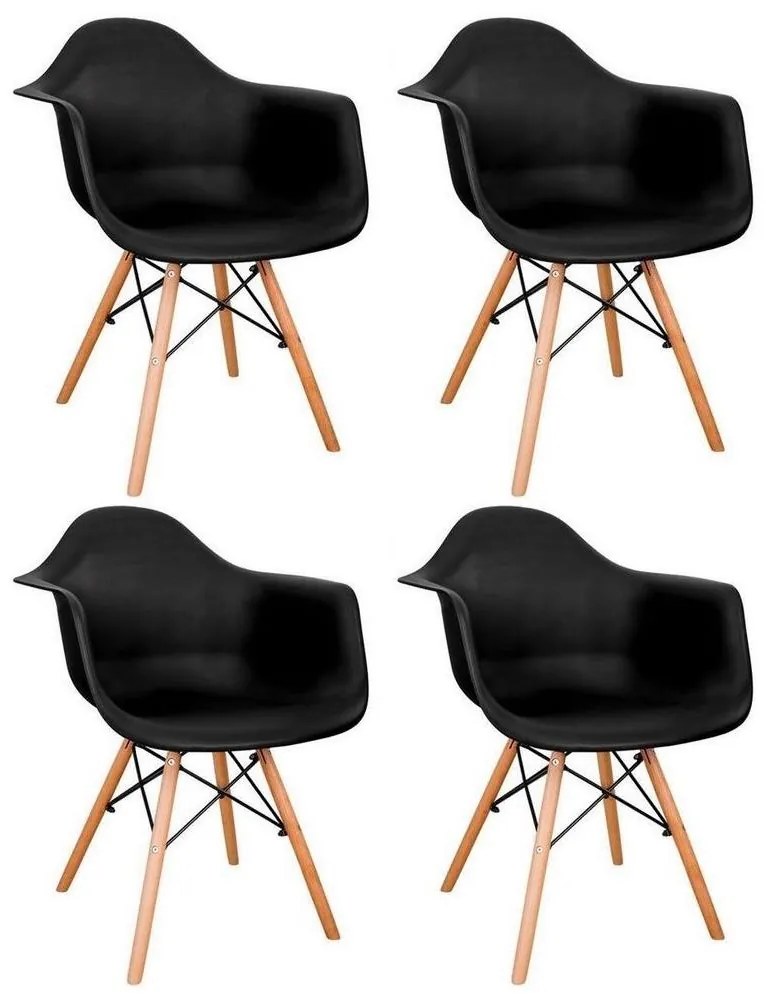 Konsimo Sp. z o.o. Sp. k. SADA 4x Jedálenská stolička NEREA 81x61 cm čierna/buk KO0161