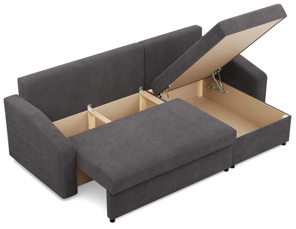 Rohová rozkladacia sedacia súprava NEO - skosený bok - model 3 Sivá