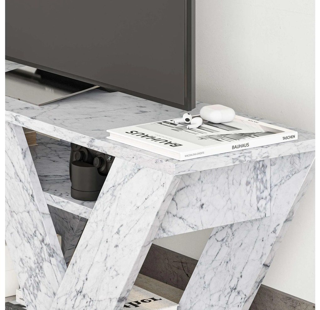 TV stolík Parvati (mramor carrara). Akcia -20%. Vlastná spoľahlivá doprava až k Vám domov. 1102466