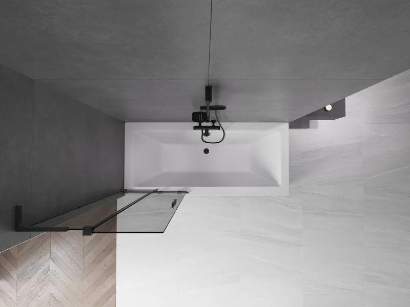 Mexen Velar L, 2-krídlová posuvná vaňová zástena 70 x 150 cm, 8mm šedé sklo, čierna matná, 896-070-003-41-70
