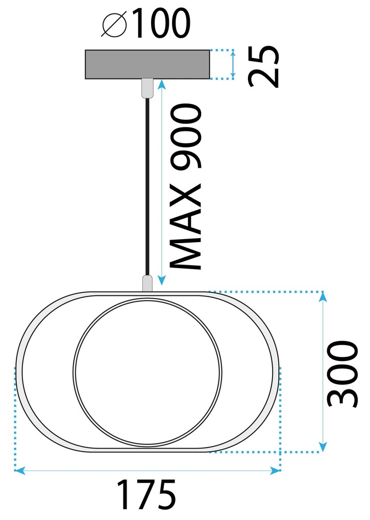 Toolight Toolight, LED závesné osvetlenie, 18W, 4000K, APP1555-CP, zlatá lesklá, OSW-05664