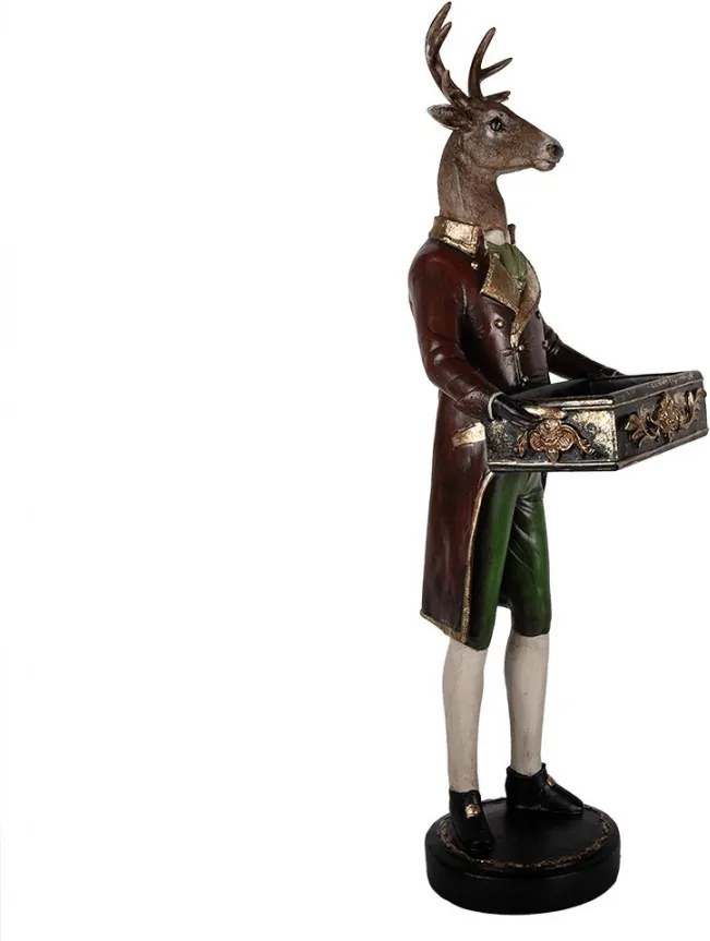 Hnedá veľká dekorácia jeleň Deer s truhlou - 32*31*96 cm