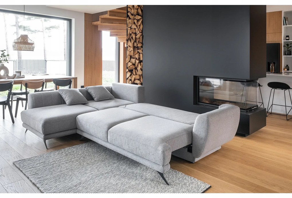 Rozkladacia rohová pohovka LARDE, petrolejová Varianta: Ľavý roh