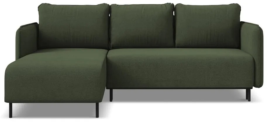 Zelená rozkladacia/s úložným priestorom rohová pohovka (ľavý roh) Luana – Makamii