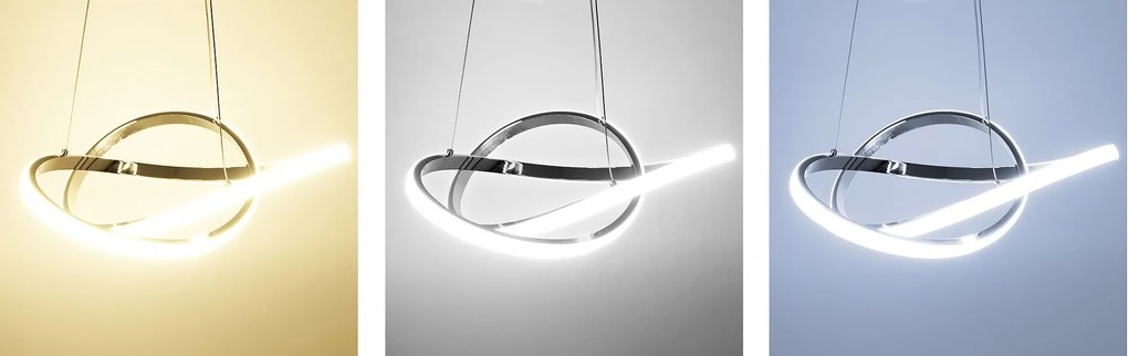 Toolight - LED závesné svietodlo prsteňové + diaľkové ovládanie APP389-CP, chróm, OSW-06905