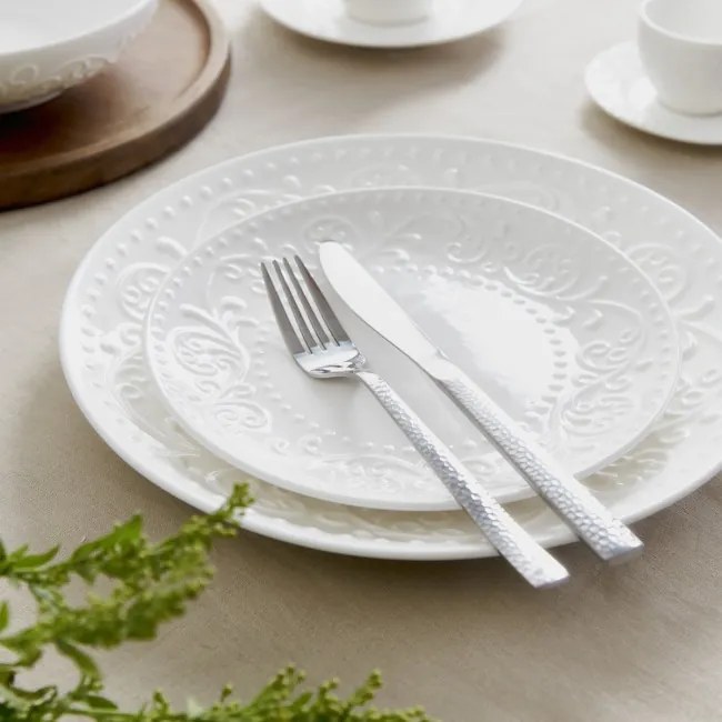 Dezertný tanier SYLIA biely s ornamentom SS23 844015
