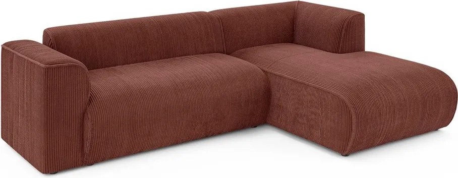 Menčestrová rohová pohovka v terakotovej farbe (pravý roh/s leňoškou) Merid – Ropez