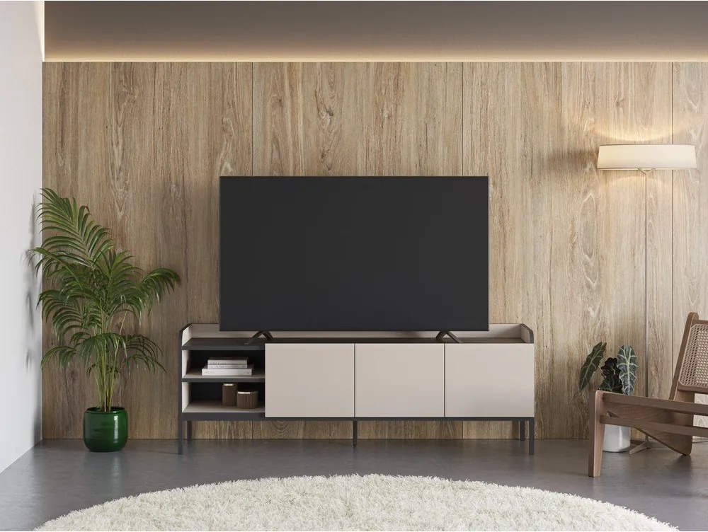 Krémový TV stolík 160x55x42 cm Adara – Marckeric