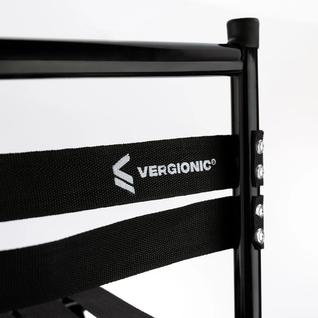 Vergionic 7816 Skladacia turistická stolička s operadlom, nosnosť 100 kg, čierna