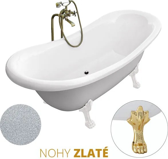 Besco Voľne stojaca vaňa zo sanitárneho kompozitu Amelia Glam S 190x77 bez prepadu BESCO-Typ výpuste: Click-Clack bez prepadu, čierna matná, BESCO-Nô…