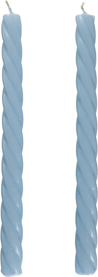 TWISTED Sada lesklých sviečok 2 ks 25,5 cm - sv. modrá