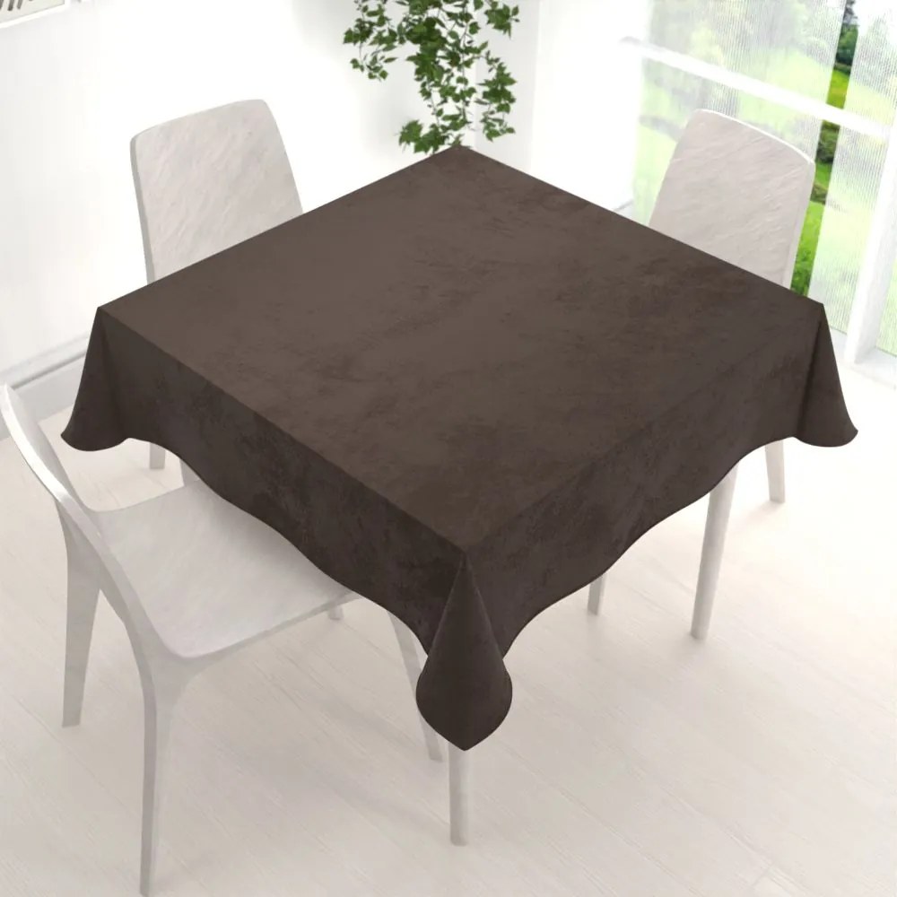 Biante Veľký zamatový štvorcový obrus Velvet Prémium SVP-016 Tmavo hnedý 230x230 cm