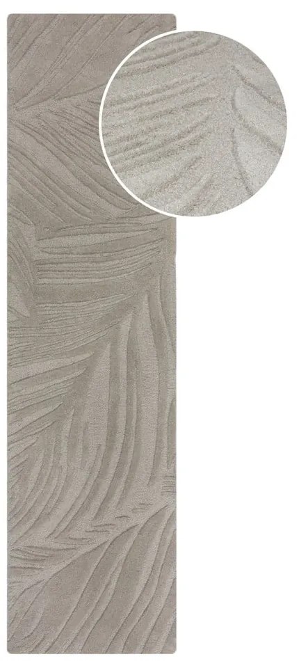 Svetlosivý vlnený koberec behúň 60x230 cm Lino Leaf – Flair Rugs