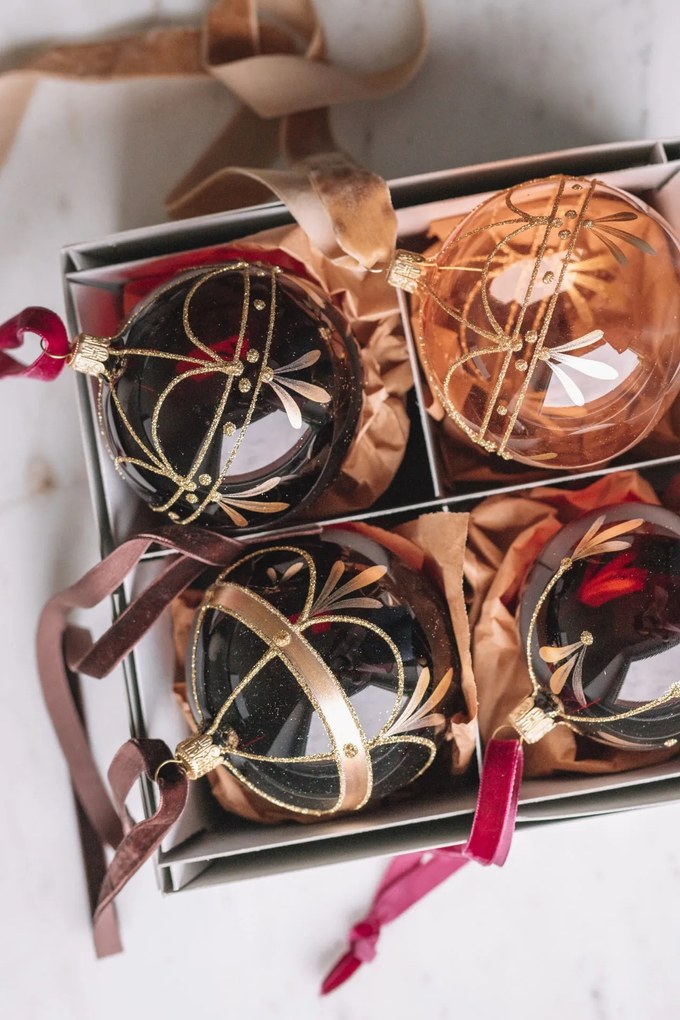 Bella Rose Sklenená vianočná ozdoba Špica Burgundy Lesk