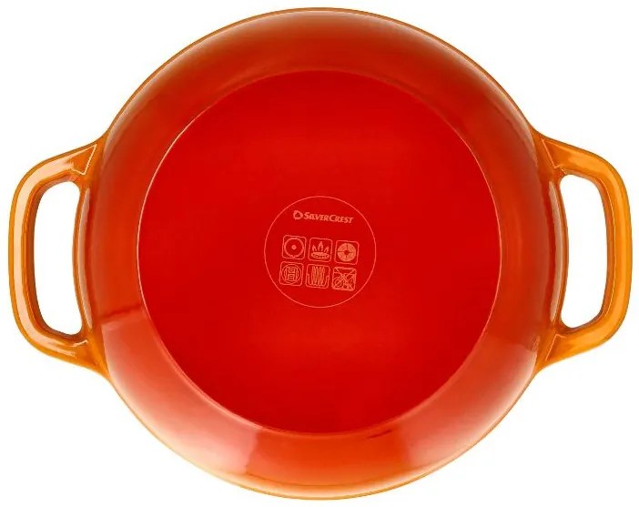 Silvercrest®  Liatinová servírovacia panvica, 2,4 l, oranžová + Liatinová grilovacia panvica, 24 cm, oranžová  (800011481)
