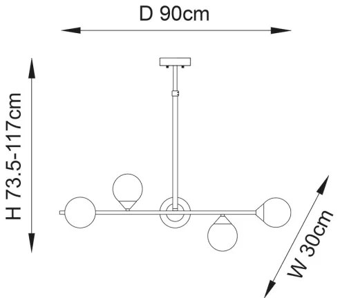 Endon 101347 - Luster na tyči OTIS 5xG9/3W/230V zlatý
