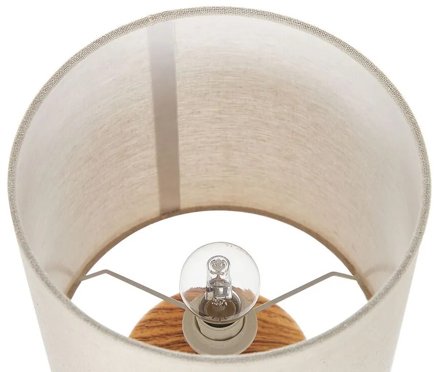Keramická stolná lampa biela/svetlé drevo ALZEYA Beliani